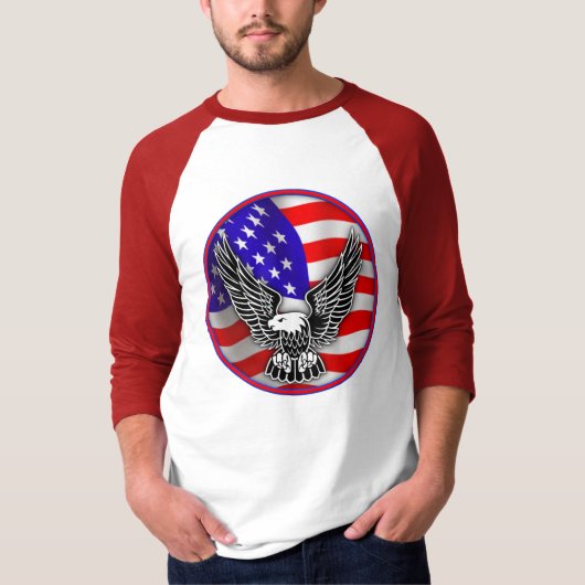 米国の米国旗のワシのワイシャツ Tシャツ (正面)
