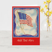 米国の米国旗のヴィンテージ カード (黄色い花)