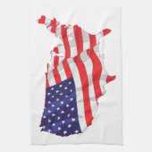米国の米国旗の地図 キッチンタオル (縦)