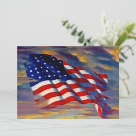 米国の米国旗の波状雲の空白のな招待状 招待状 (スタンド正面)