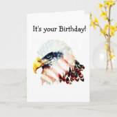 米国の米国旗の白頭鷲のデザイン カード (黄色い花)