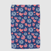 米国の紅白花火と青花火 |休日 ゴルフタオル (正面)