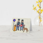 米国の縁ど巡視エージェントと犬のサンキューカード カード (黄色い花)