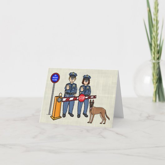 米国の縁ど巡視エージェントと犬のサンキューカード カード (正面)
