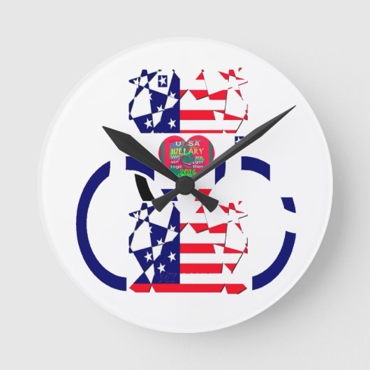 米国の美しくすばらしい文字の美しいハートは芸術を着色します ラウンド壁時計 (正面)