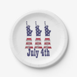 米国の自由の女神の国旗、7月4日紙プレート ペーパープレート