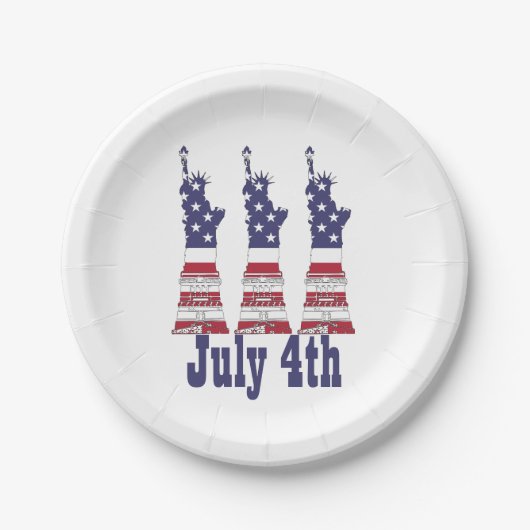 米国の自由の女神の国旗、7月4日紙プレート ペーパープレート (正面)