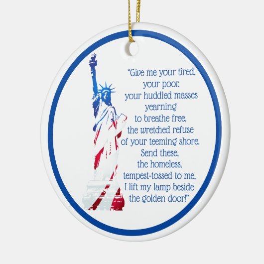 米国の自由の女神は"連れて来ますあなたの私を… " セラミックオーナメント (左)