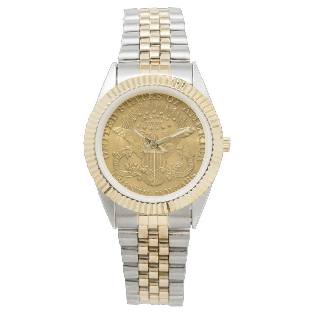 米国の自由金ゴールドコイン$20 in God We Trust 腕時計 (正面)