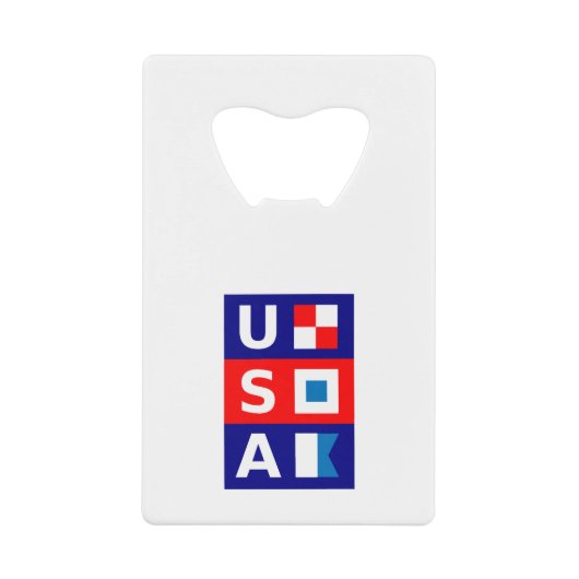 米国の航海の赤白青海上帆走旗 クレジットカード栓抜き (正面)