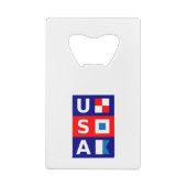 米国の航海の赤白青海上帆走旗 クレジットカード栓抜き (裏面)