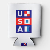 米国の航海の赤白青海上帆走旗 缶クーラー (正面)