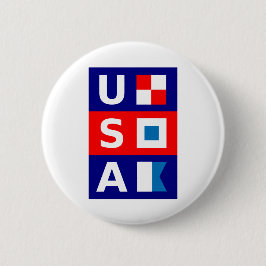 米国の航海の赤白青海上帆走旗 缶バッジ