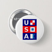 米国の航海の赤白青海上帆走旗 缶バッジ (正面&裏面)