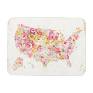 米国の花の地図 マグネット