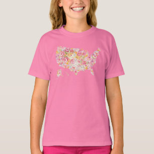 米国の花の地図 Tシャツ