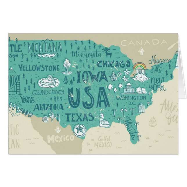 米国の落書きの地図 (正面横)