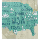 米国の落書きの地図 シャワーカーテン (正面)