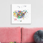 米国の観光スポットの地図 キャンバスプリント (インサイチュ (リビング))