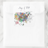 米国の観光スポットの地図 スクエアシール (バッグ)