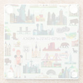 米国の記号パターン ガラスコースター (裏面)