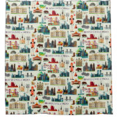 米国の記号パターン シャワーカーテン (正面)