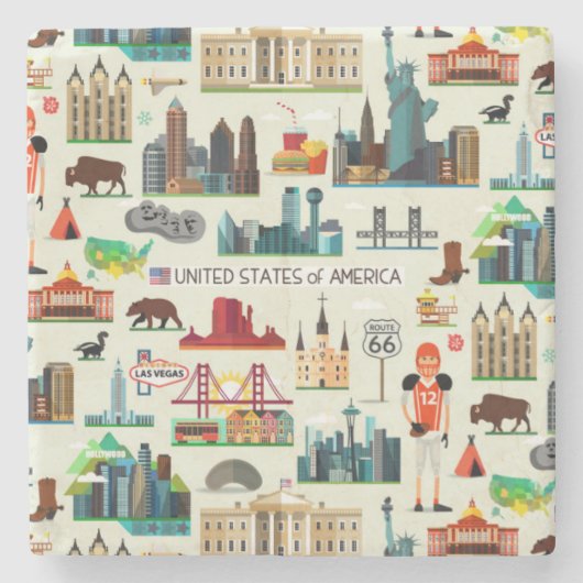 米国の記号パターン ストーンコースター (正面)