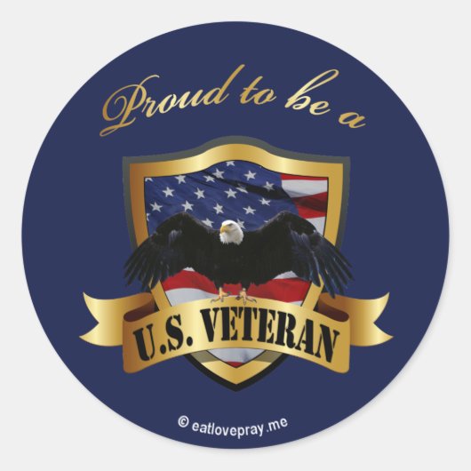 米国の誇りを持った退役軍人になる – ネイビーブルー ラウンドシール (正面)