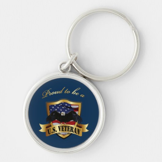 米国の誇りを持った退役軍人になる – navy blue Keychain キーホルダー (正面)