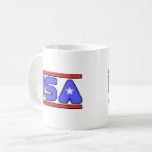 米国の赤い白くおよび青 コーヒーマグカップ (正面左)