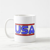 米国の赤い白くおよび青 コーヒーマグカップ (左)