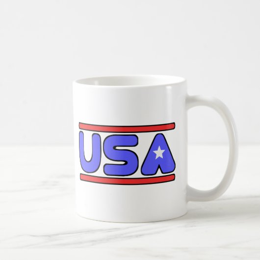 米国の赤い白くおよび青 コーヒーマグカップ (右)