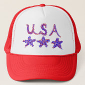 米国の赤白青スター愛国的なトラック運転手の帽子 キャップ (正面)