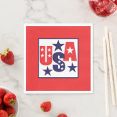 米国の赤、白、青(星あり) スタンダードランチョンナプキン (インサイチュ)