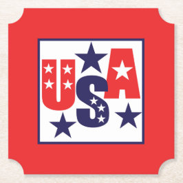 米国の赤、白、青（星あり） ペーパーコースター