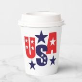 米国の赤、白、青（星あり） 紙コップ (裏面)