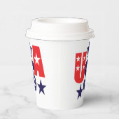 米国の赤、白、青（星あり） 紙コップ (右)