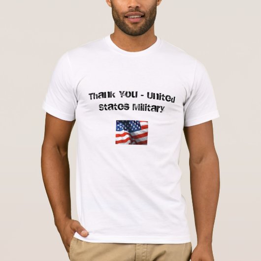 -米国の軍の米国旗ありがとう Tシャツ (正面)