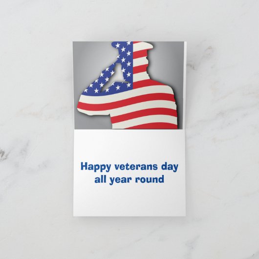 米国の軍隊感謝していあなた退役軍人,退役軍人の日 カード (内部)