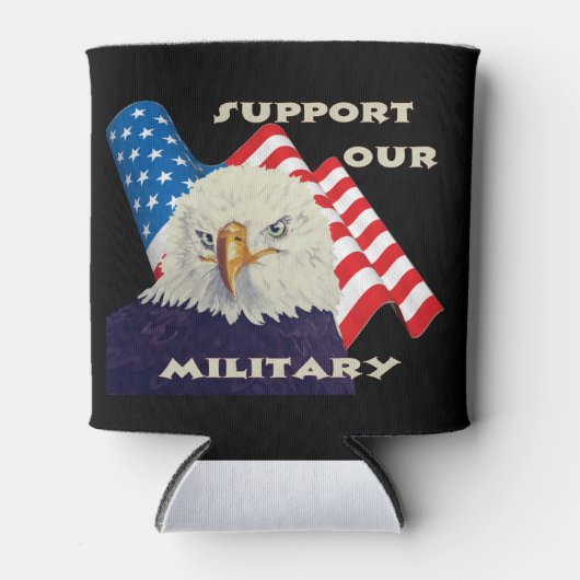 米国の軍隊部隊の退役軍人を支援 缶クーラー (正面)