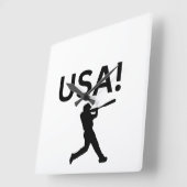 米国の野球選手でドットをボールとして使う スクエア壁時計 (傾斜)