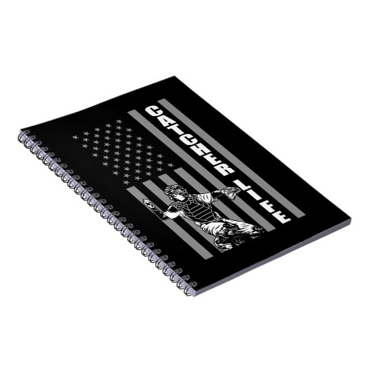 米国の野球選手アメリカ国旗のソフトボール捕手 ノートブック (右側)