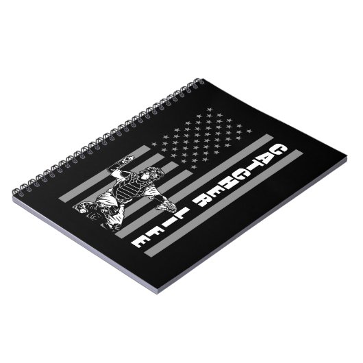 米国の野球選手アメリカ国旗のソフトボール捕手 ノートブック (左側)