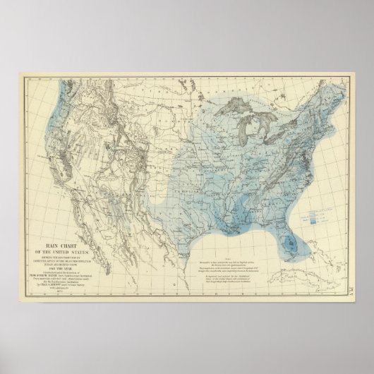 米国の降雨図 ポスター (正面)