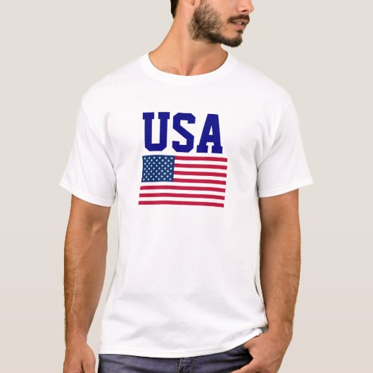 米国の青い言葉遣いおよび米国の旗 Tシャツ (正面)