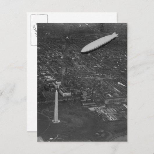 米国の飛行船「USSロサンゼルス」 ZR3飛んでいるオーバー ポストカード (正面/裏面)