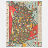 米国の食糧地図 フリースブランケット (正面)