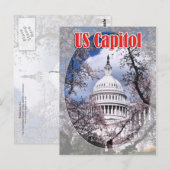 米国の首都とさくらんぼの花、ワシントンDC ポストカード (正面/裏面)