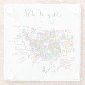 米国の魅力の地図 ガラスコースター (裏面)