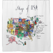 米国の魅力の地図 シャワーカーテン (正面)